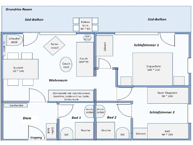 Grundriss einer 3-Zi-Wohnung