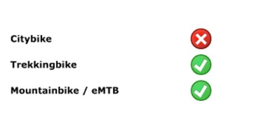 Citybike=nein, Trekking=ja, MTB=ja