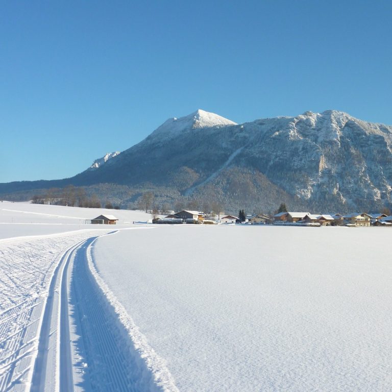 Loipe vor den Bergen