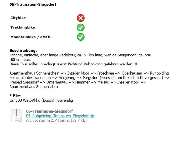 Beschreibungsmuster einer Fahrradtour